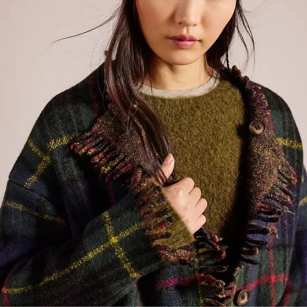 NWT Free People We The Free Merri Tartan Duster- 96% Wool